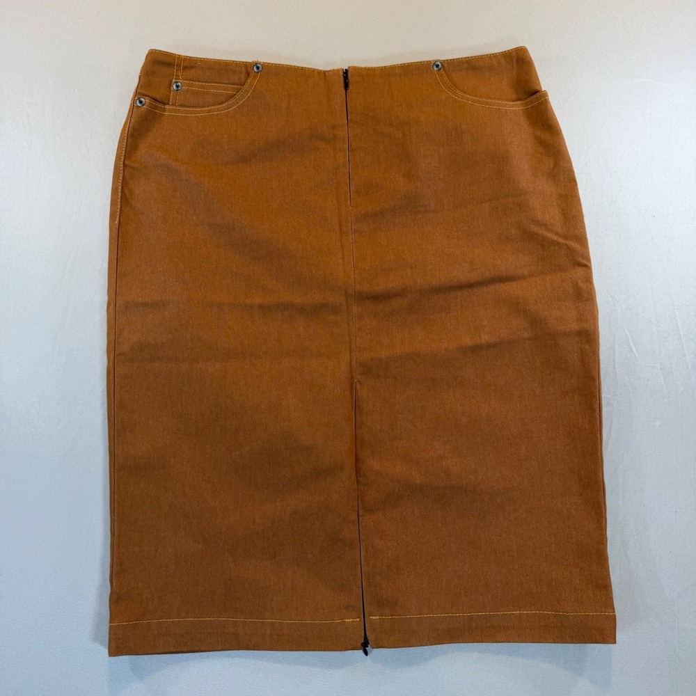 Vintage Brown Pencil Skirt Front Zip Slit 12 USA Boho‎ Forest Fairy Y2K Retro